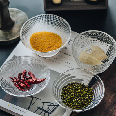 创意微波炉玻璃碗透明大号水果沙拉碗家用甜品碗冰淇淋碗餐具套装