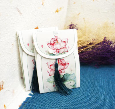 满28岁月坊手绘复古中国风古风套装明信片卡片花间词带小流苏