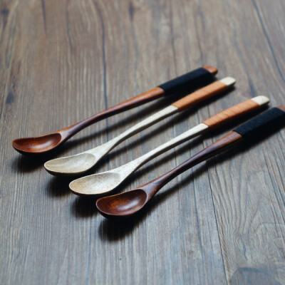 日式木质餐具 和风手工楠木缠线搅拌勺 咖啡勺 蜂蜜勺 环保实用