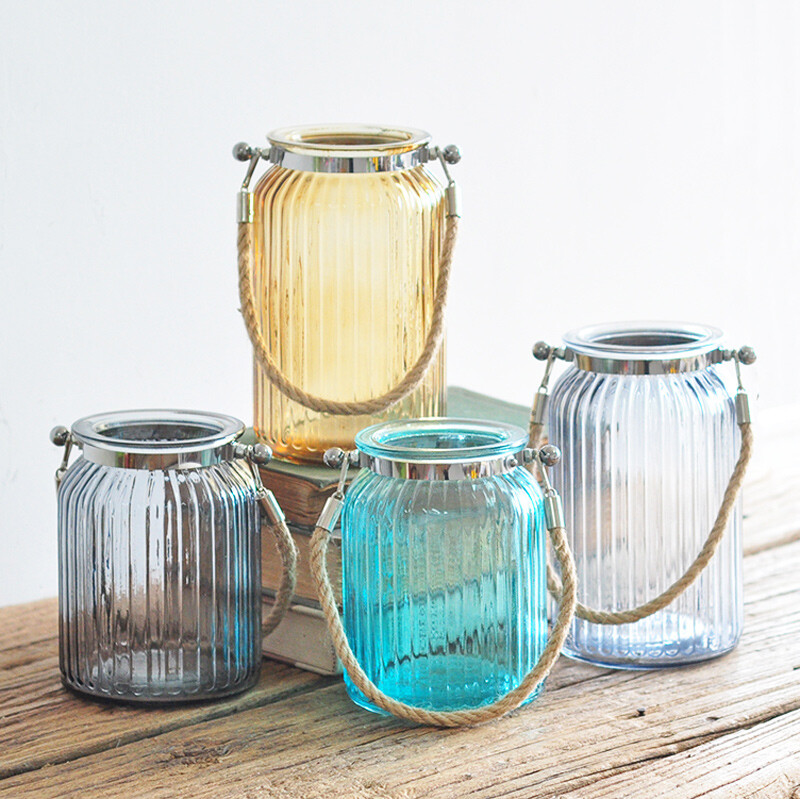zakka杂货美式乡村创意复古透明简约玻璃干花花瓶水培绿植花插器