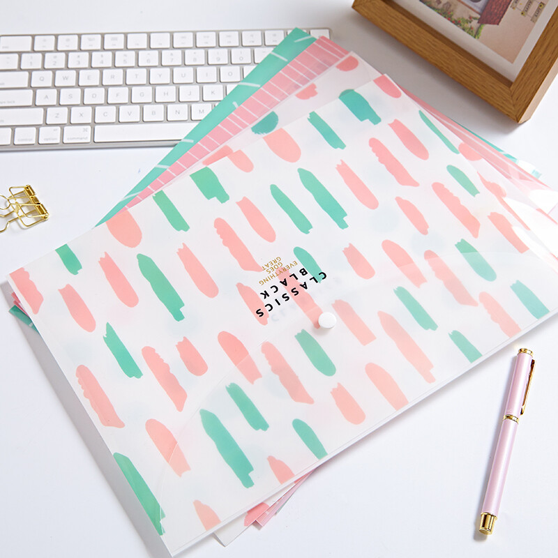 韩国学生文具 创意文件袋A4资料袋试卷收纳袋按扣档案袋 办公用品