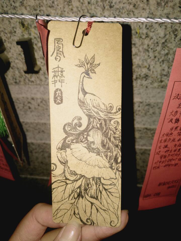 书签，黑白画