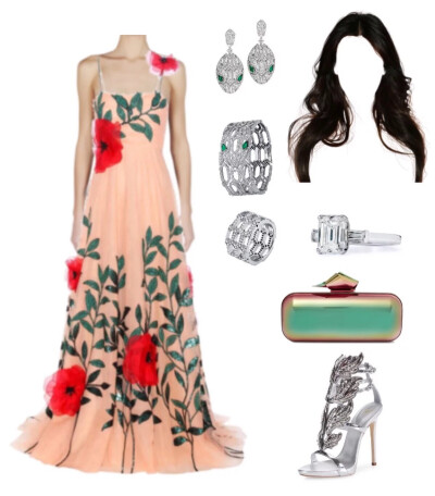 Gucci gown，Bvlgari jewelry，Jimmy Choo clutch，Giuseppe Zanotti sandal#2016