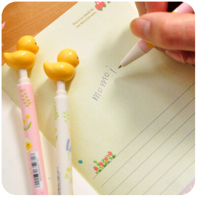爱好 卡通可爱小黄鸭圆珠笔 按压式圆珠笔学生奖品 蓝色0.5mm