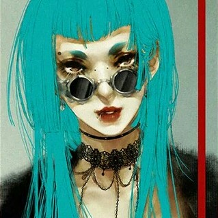 头像 意绘 插画 酷炫 女 眼镜