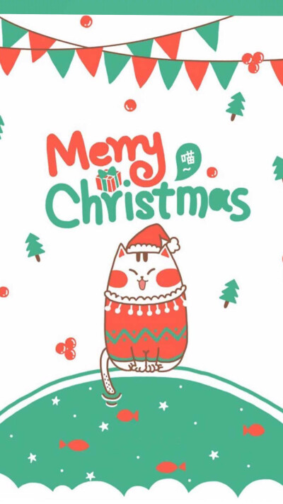 Merry Christmas 圣诞节 装扮 圣诞老人 雪人 麋鹿 雪橇 圣诞树 圣诞礼物 素材 壁纸 平铺 高清∘☃*