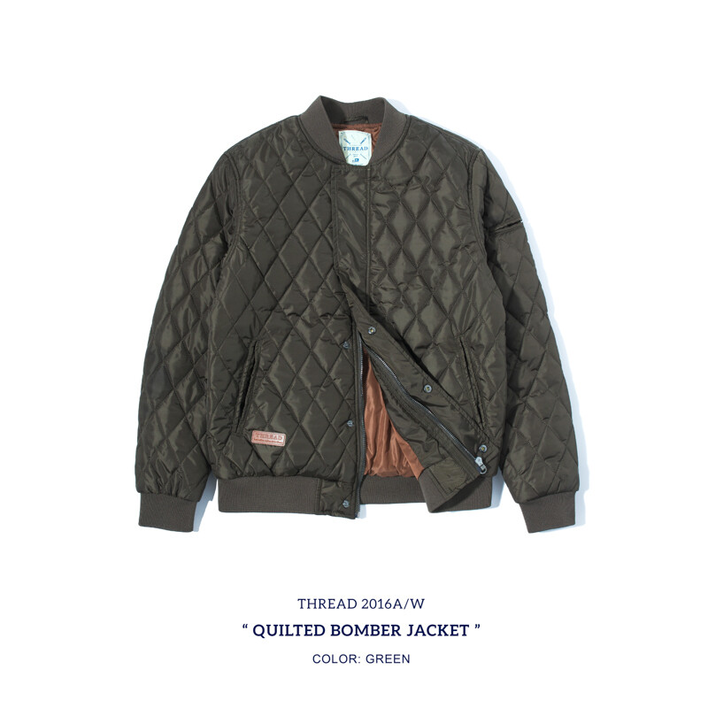 THREAD Quilted Bomber JKT 复古皮刺绣 菱格间棉外套