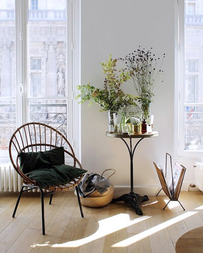 rattan and wrought iron minimalist home furnishings. / sfgirlbybay