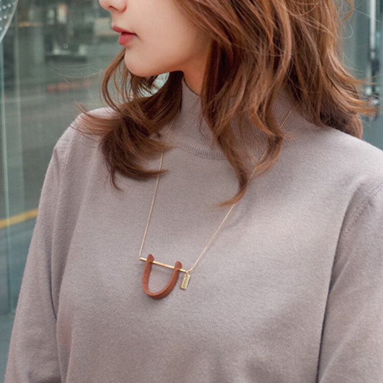 韩国进口饰品首饰皮革简约U型毛衣链时尚气质可调节项链