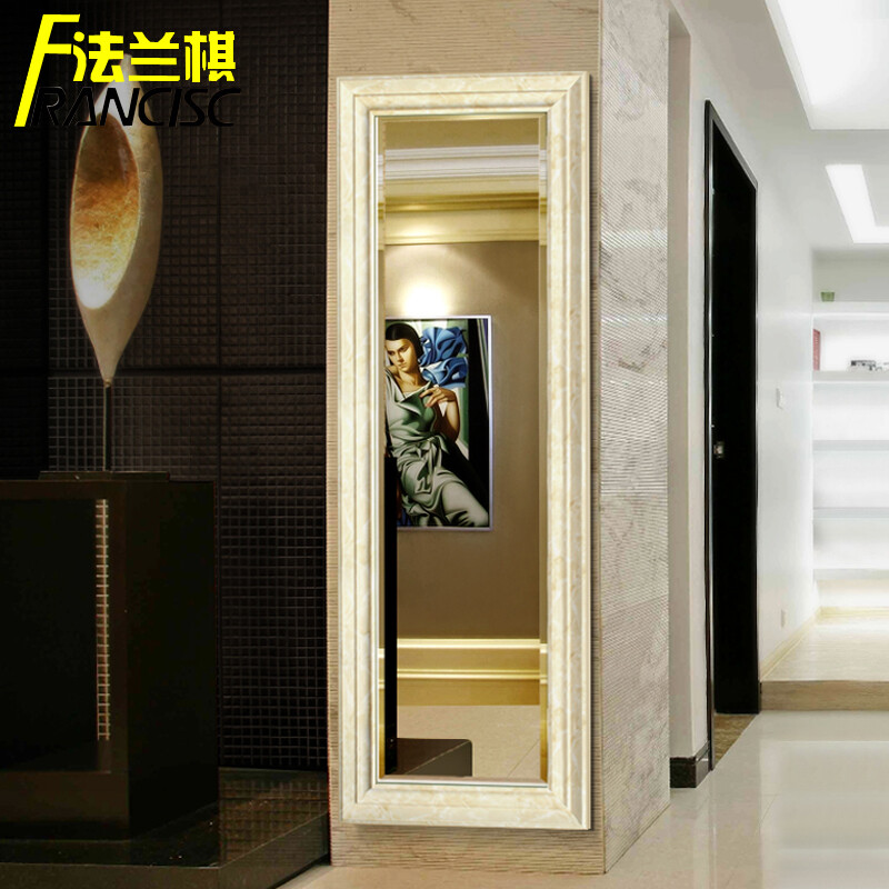 法兰棋全身镜试衣镜 仿大理石边框 欧式壁挂悬挂穿衣镜 挂墙镜子