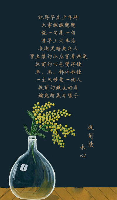 插画 水粉 花瓶 诗画 木心《从前慢》