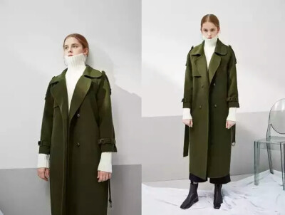 Genuine People.Army Green Wool Cashmere Coat $399