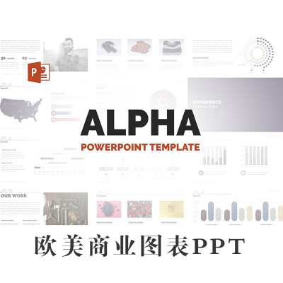 PPT002 欧美商业图表PPT 大气商务 数据统计分析 简洁PPT模板