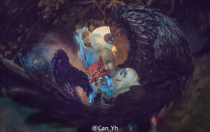 #cos##阴阳师手游# –大天狗:原po 参上仕った、我こそが大天狗なり –妖狐:@Coser希小白 仮面をつけた男は信用ならないかね? –摄影:@萧影殿下 –服装:@-袋鼠乐-