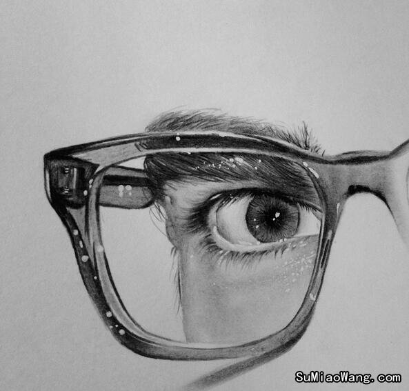 素描眼睛·眼镜框·