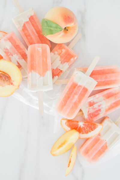 Grapefruit + Peach Cream Popsicles