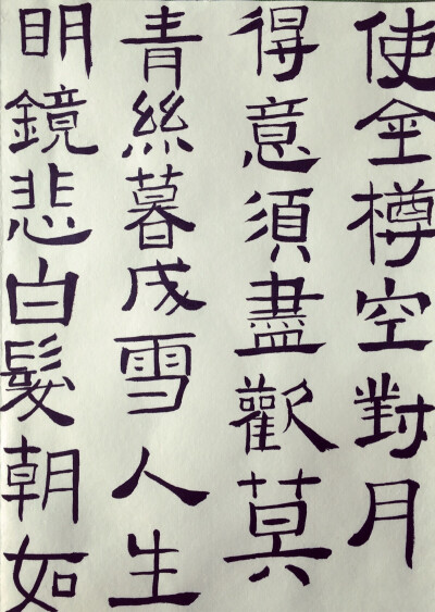 隶书，毛笔字，李白，将进酒