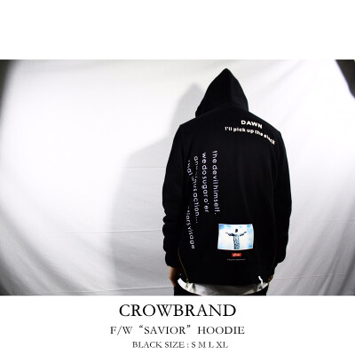 Crowbrand FW 救世主卫衣 侧边拉链开衫连帽卫衣 加绒 三代目