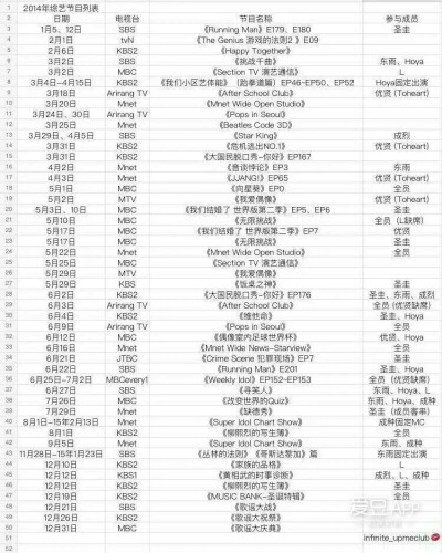 2014infinite综艺节目列表