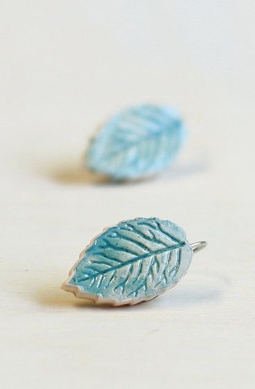 Leaf ceramic earrings ombre jewelry mint leaf-jg3Nz-图片