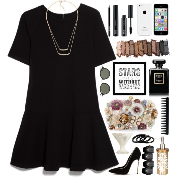 A fashion look from May 2015 featuring black dress, Casadei and beaded purse. Browse and shop related looks.-jJhZW-图片