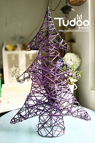 外单紫色竹编铁艺圣诞树-zQ2OD-图片