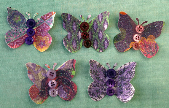 Butterflies - Coneflower Patch - set of 5 paper butterfly accents : Perfect little jewels of nature - butterflies! I handmade each of these little butterflies, adding sparkly glitter to make their wings shimmer.-TFlNz-图片