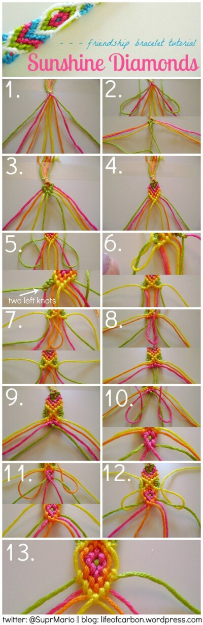 人字型友誼編織加環形鑽石編織手鍊教程，-TgwOT-图片