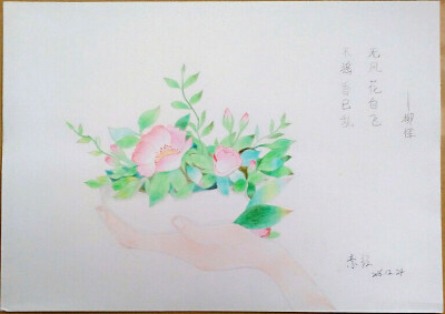 祝福！
不摇香已乱，无风花自飞......
蔷薇 花卉 彩铅画 幸福