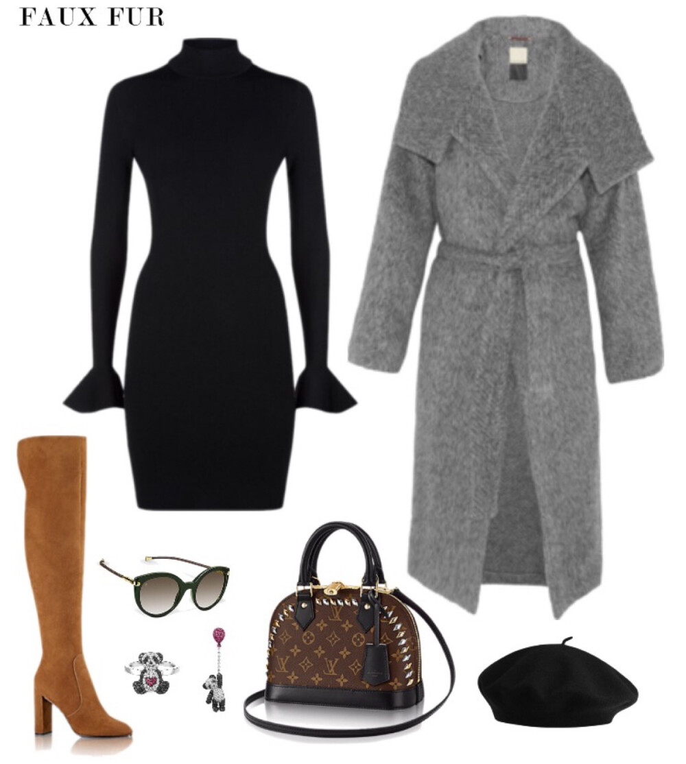 Coat By Malene Birger，Micheal Kors jumper，Louis Vuitton boot、bag、sunglasses，Qeelin earring、ring#2017