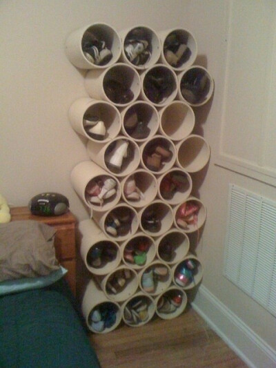 Stack PVC Pipe/Paint Cans as Shoe Storage-zc4Yj-图片