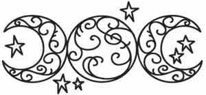 Triple Moon : Representing maiden, mother, and crone, this beautiful triple moon design celebrates three aspects of the goddess within. Downloads as a PDF. Use pattern transfer paper to trace design for hand-stitching.-DMyZm-图片