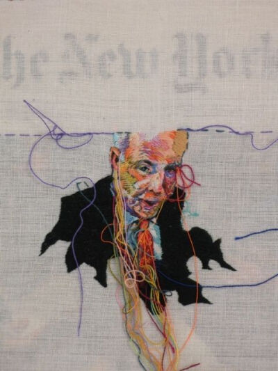 Lauren DiCioccio - newspaper front page embroidery.-WRkOT-图片