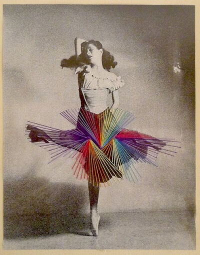 Mixed media artist Jose Ignacio Romussi Murphy from Chile embroiders vintage postcards and playfully brings the dancer’s postures to life-jJiZW-图片