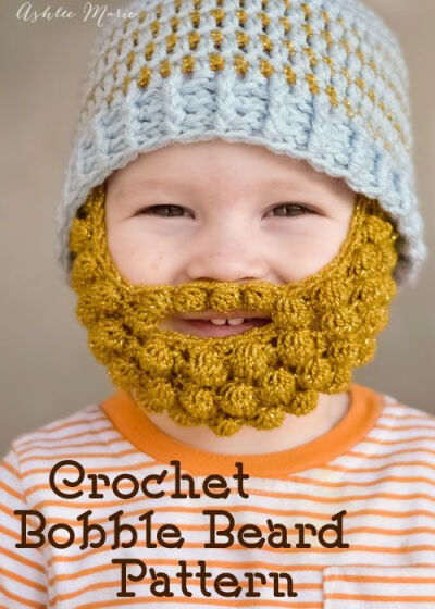 Bobble beards! Free pattern available in sizes from newborn to adult! Make that beard really shine with Vanna's Glamour!-DQ4Mj-图片