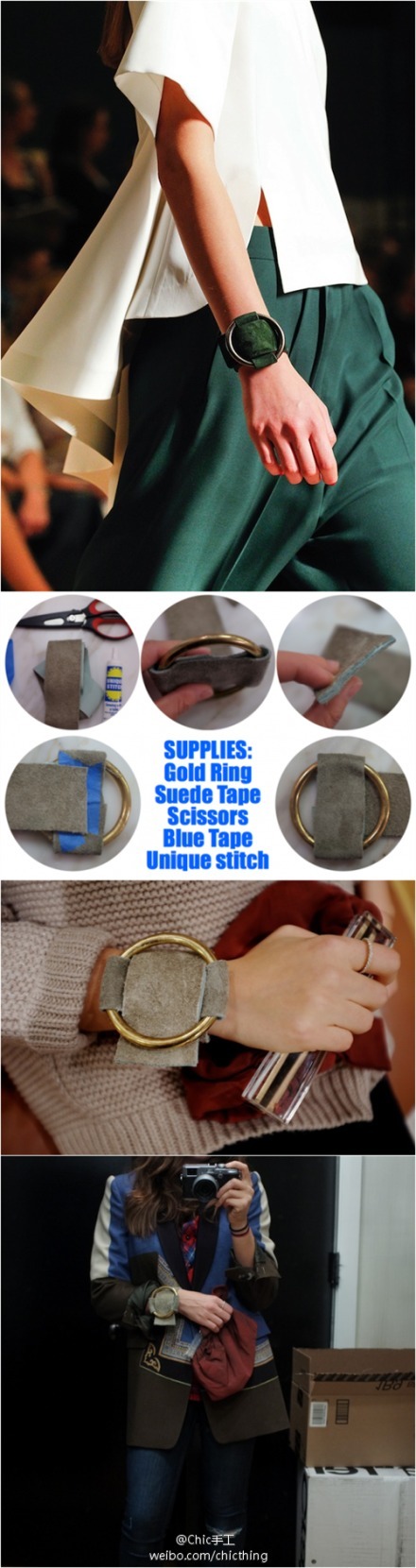 #chic 饰物# 麂皮手环 #旧物利用#-mU1OG-图片