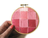 SALE - Pink Ombre Squares Embroidery Hoop - Gradient Autumn Color Block Hoop Art 4 inch-DM4MT-图片