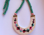 Embroidered geometric beaded necklace for Fall-TU3ZD-图片