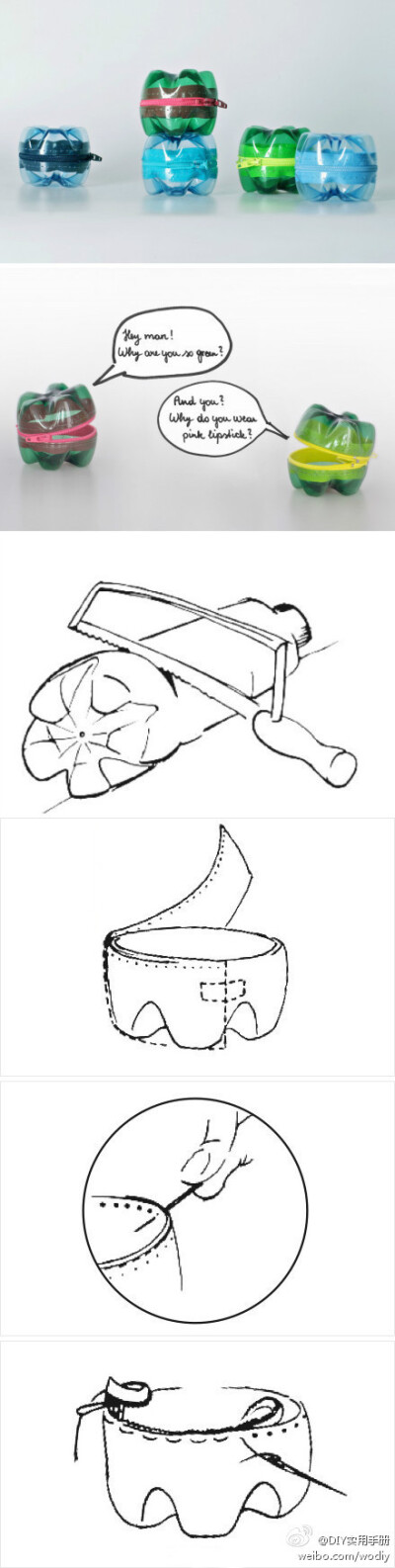 用雪碧、可乐这类的塑料瓶子，可以做成这样一个有趣的拉链零钱包。比马卡龙好做多咯。这个太有爱啦~-jZmZT-图片