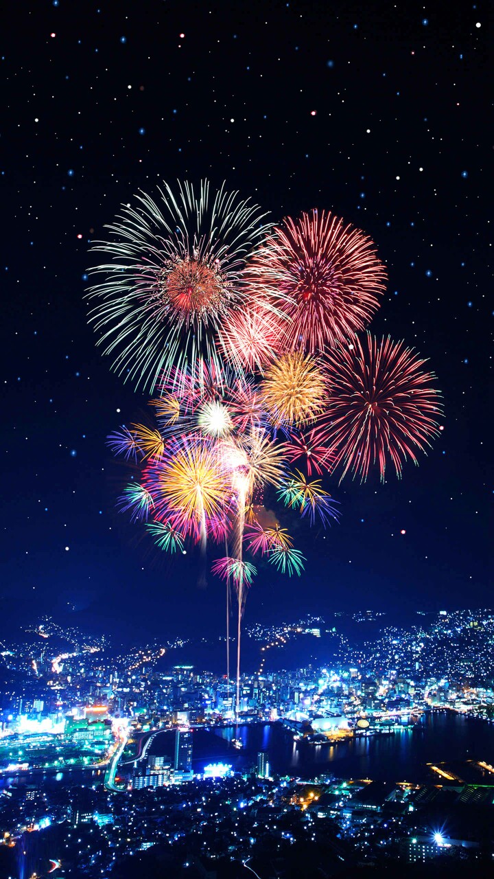 现代 烟花 炫彩 壁纸 夜景 都市 壁纸 ipad