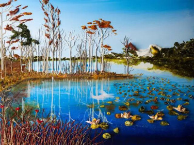 美国艺术家Justin Gaffrey擅长制作立体超酷浮雕油画，将将二维的画作呈现出一种3D立体的错觉