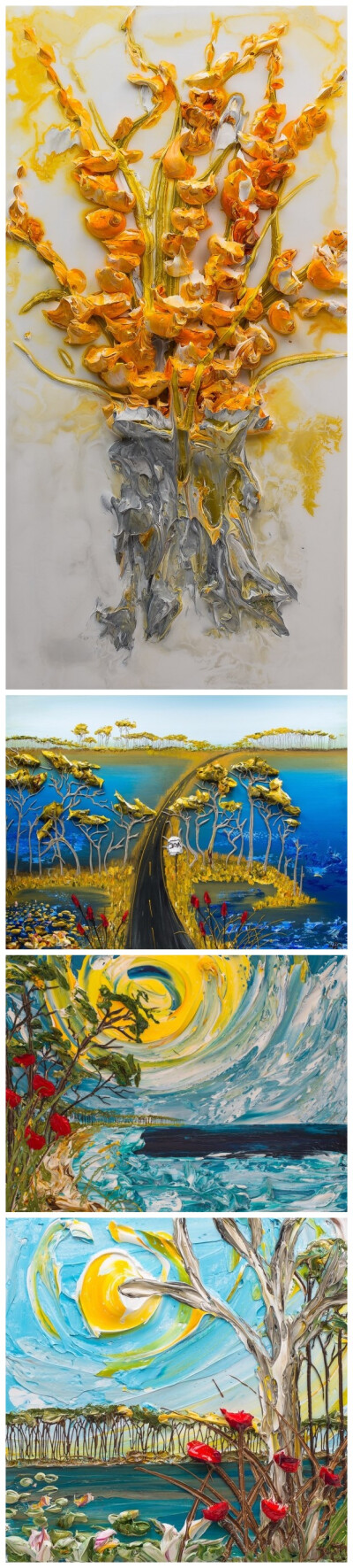 这是Justin Gaffrey制作的立体超酷浮雕油画，将二维的画作呈现出一种3D立体的错觉。