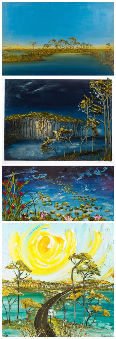 这是Justin Gaffrey制作的立体超酷浮雕油画，将二维的画作呈现出一种3D立体的错觉。