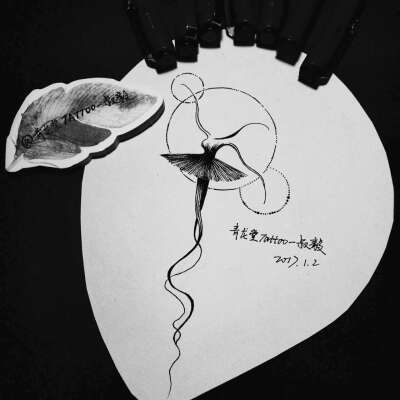 #纹身手稿##黑白插画##小清新##青龙堂#