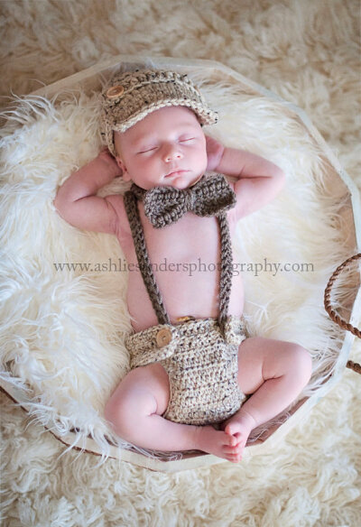 Little Man Suit in Oatmeal and Taupe with Matching Diaper Cover, Suspenders and Bow Tie Available in 3 Sizes- MADE TO ORDER