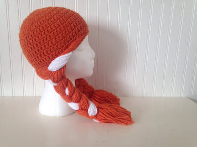 Princess Anna hat, crochet Anna hat, frozen hat, Anna yarn wig