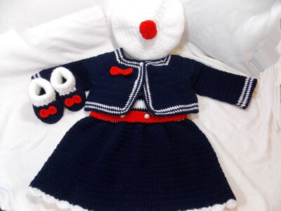 Sailor dress,crocheted dress,dress newborn, Photo shoot,dress for baby girl,girls'clothing