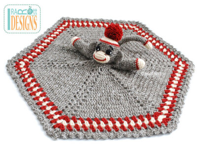 CROCHET PATTERN Classic Sock Monkey Snuggle Blankey Lovey Blanket PDF Crochet Pattern with Instant Download