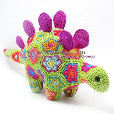 Puff the Magic Stegosaurus African Flower Crochet Pattern