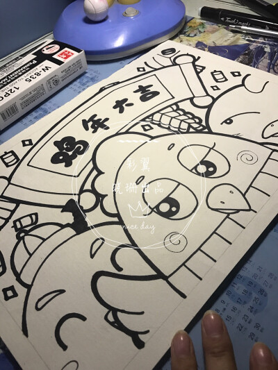 儿童画 原创《鸡年大吉》